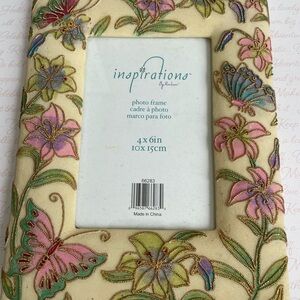 Inspirations Floral Butterfly Garden 4x6 Photo Frame Cream Pastel Accents